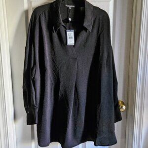 LAST CHANCE! Adrianna Papell Women's Textured Airflow Black VNeck Blouse Plus 3X